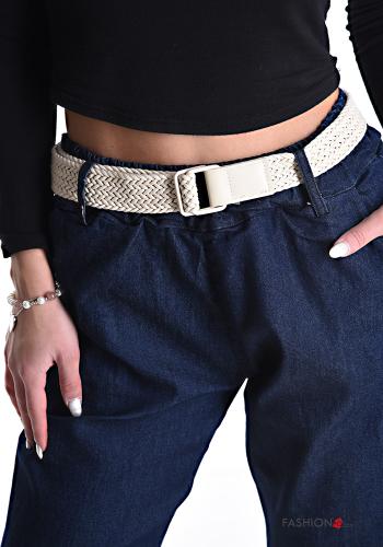 Jeans aus Baumwolle mit Gürtel mit gummizug mit Taschen - ph 4