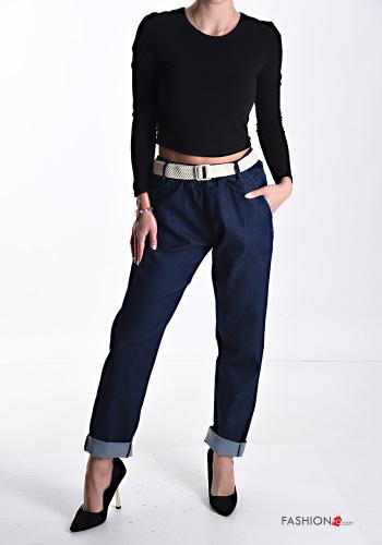 Jeans aus Baumwolle mit Gürtel mit gummizug mit Taschen - ph 5