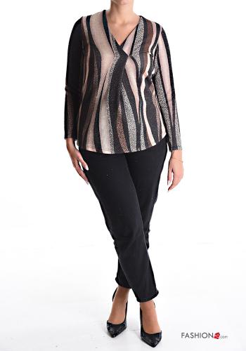 Camiseta de manga larga De lurex con cuello en v - ph 5