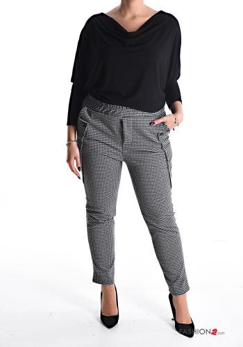Pantalone Fantasia quadrettata vichy con tasche con elastico - ph 5