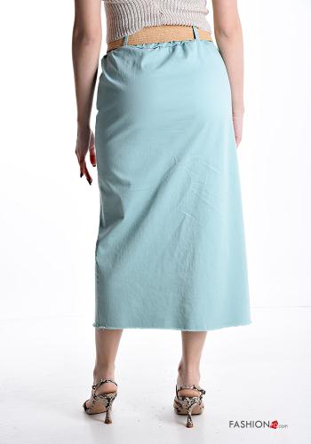 Gonna in Cotone midi con spacco con elastico con cintura con tasche - ph 2