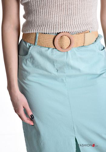 Gonna in Cotone midi con spacco con elastico con cintura con tasche - ph 4