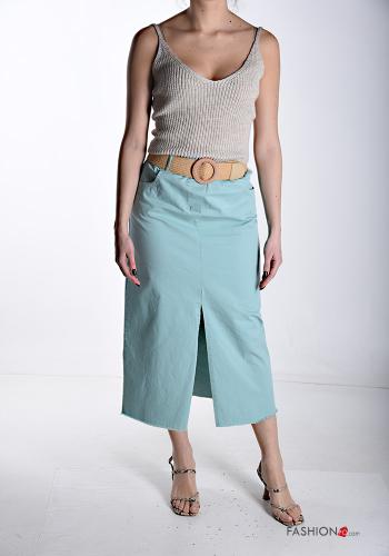 Gonna in Cotone midi con spacco con elastico con cintura con tasche - ph 5