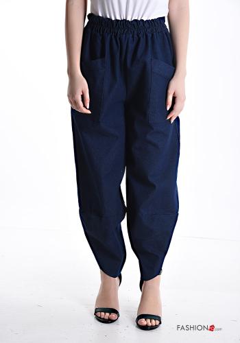 Pantalon en Coton en denim avec poches avec élastique