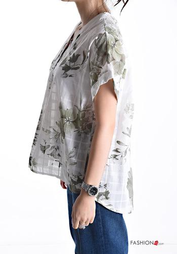 Blusa in Cotone maniche corte scollo a V - ph 3