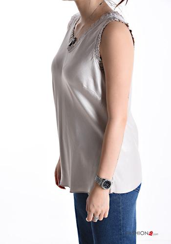 Top scollato sulla schiena scollo a V con strass - ph 3