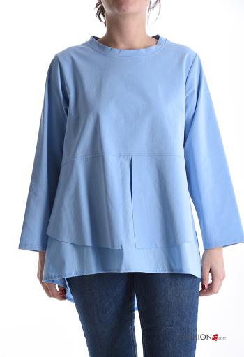 T-shirt à manches longues en Coton col rond à boutons