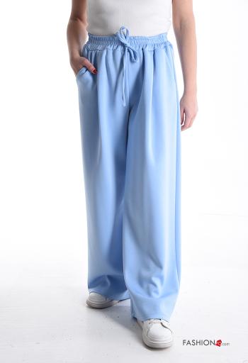 Pantalone sportivo wide leg con tasche con elastico - ph 1