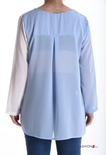 Camisa gasa manga larga cuello redondo con nodo - ph 2