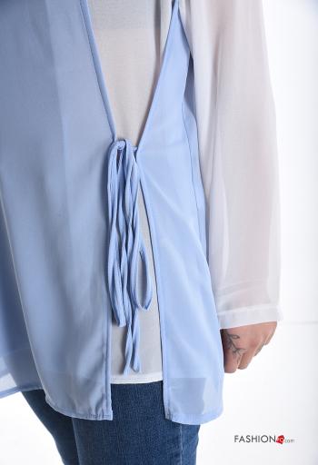 Camisa gasa manga larga cuello redondo con nodo - ph 4