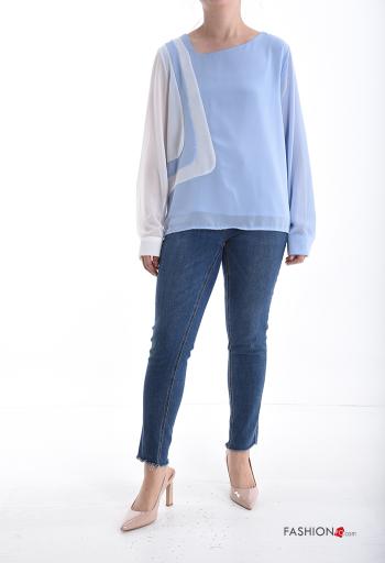 Blouse manches longues chiffon à Imprimé Géométrique - ph 5