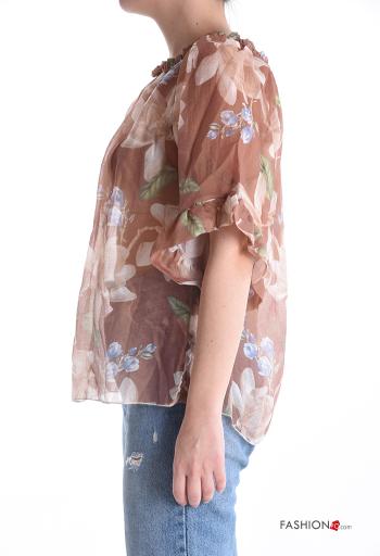 Camisa manga volante Estampado Floral con elástico manga tres cuartos - ph 3