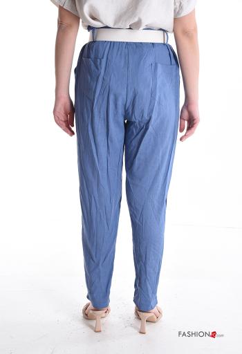 Pantalone in Lino con elastico con cintura con tasche - ph 2