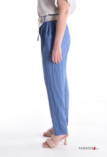 Pantalone in Lino con elastico con cintura con tasche - ph 3