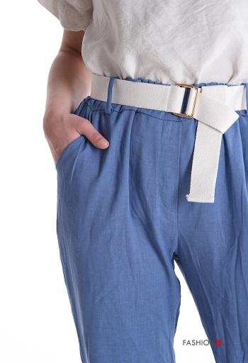Pantalone in Lino con elastico con cintura con tasche - ph 4