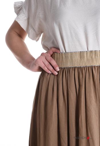 hoher Taille lange Rock aus Leinen mit gummizug - ph 4