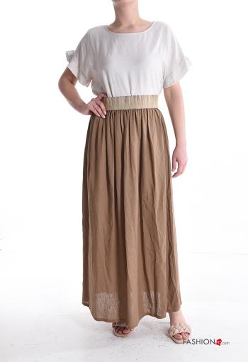 hoher Taille lange Rock aus Leinen mit gummizug - ph 5