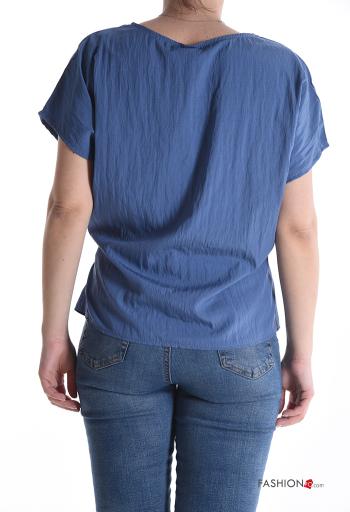 short sleeve crew neck Blouse with bow with knot - ph 2