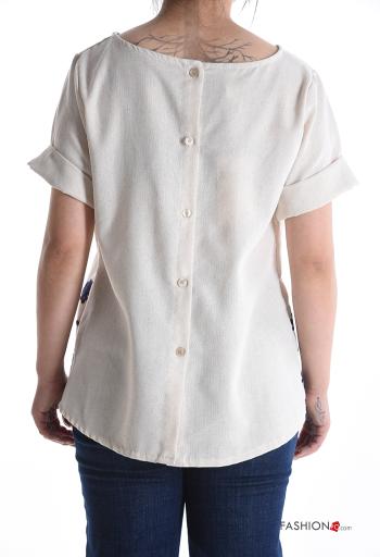 Blouse en Lin manches courtes col rond à broderie - ph 2