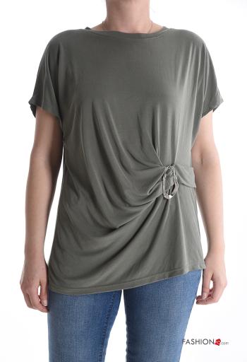 Blouse manches courtes col rond avec boucle