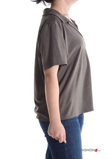 short sleeve with collar T-shirt with v-neck - ph 3