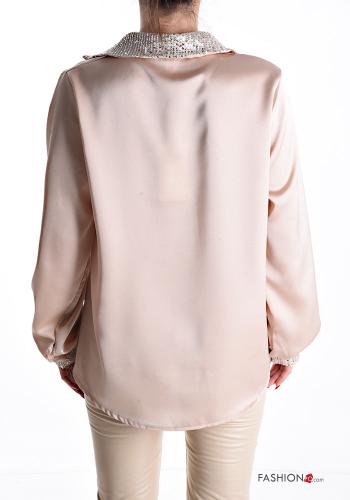 Blusa satén con cuello con lentejuelas con cuello en v - ph 2