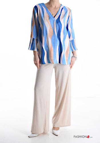 Multicoloured Blouse with v-neck 3/4 sleeve - ph 5