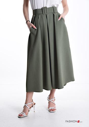 Longuette Skirt with belt with elastic with pockets
