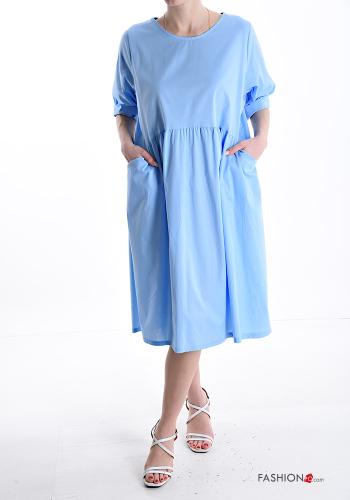 Cotton Dress with pockets 3/4 sleeve