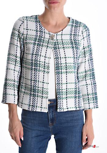 Giacca in Cotone maniche lunghe girocollo Fantasia tartan con bottoni senza fodera - ph 1