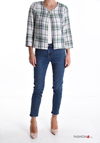 Giacca in Cotone maniche lunghe girocollo Fantasia tartan con bottoni senza fodera - ph 5
