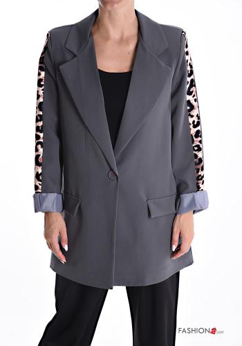 Tiermuster Blazer mit Knöpfen mit Futter - ph 1