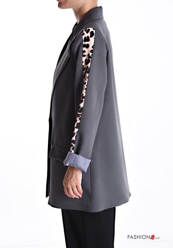Tiermuster Blazer mit Knöpfen mit Futter - ph 3