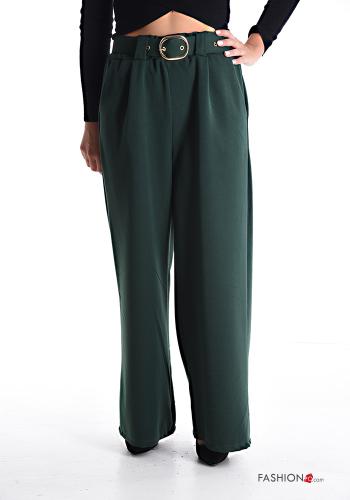 wide leg Hose mit Gürtel mit gummizug mit Taschen - ph 1