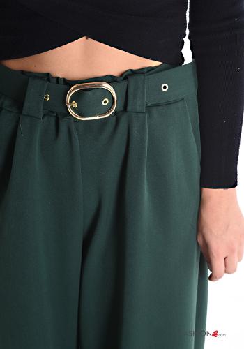 wide leg Hose mit Gürtel mit gummizug mit Taschen - ph 4