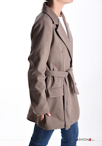 Coat with belt with lining with buttons - ph 3