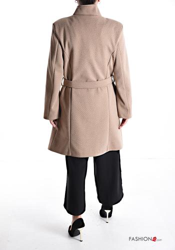 Cappotto con cintura in stoffa con fodera con tasche con zip - ph 2