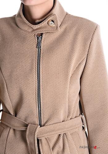 Cappotto con cintura in stoffa con fodera con tasche con zip - ph 4