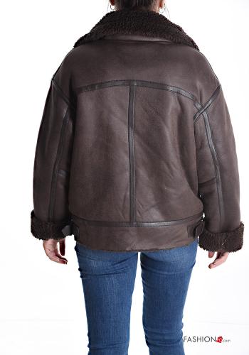 Cappotto con colletto ecopelle pelliccia sintetica con tasche con zip - ph 2