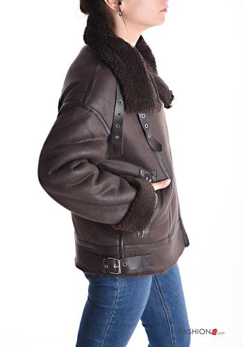 Cappotto con colletto ecopelle pelliccia sintetica con tasche con zip - ph 3