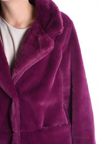 Kunstfell lange Mantel mit Taschen mit Futter - ph 4