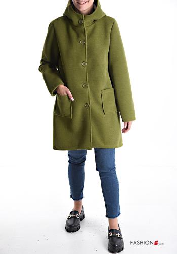 Coat with buttons without lining with pockets with hood - ph 1