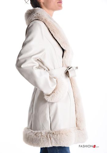 Cappotto ecopelle pelliccia sintetica con cintura - ph 3