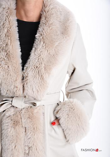 Cappotto ecopelle pelliccia sintetica con cintura - ph 4