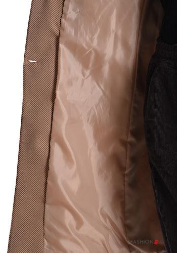 Cappotto con cintura in stoffa con fodera con tasche con bottoni con cappuccio - ph 5