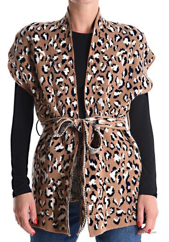 Veston Imprimé animalier sans doublure avec ceinture en tissu - ph 1