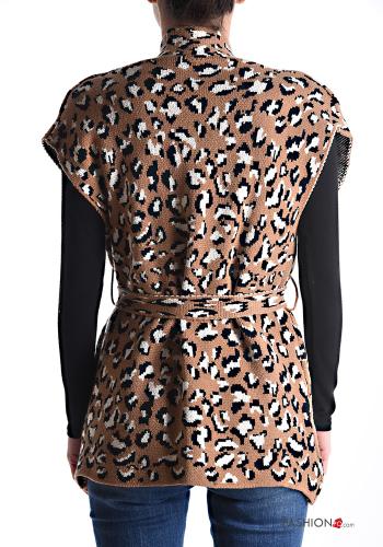 Veston Imprimé animalier sans doublure avec ceinture en tissu - ph 2