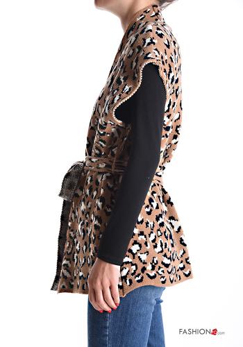 Veston Imprimé animalier sans doublure avec ceinture en tissu - ph 3
