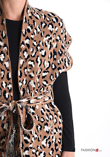 Veston Imprimé animalier sans doublure avec ceinture en tissu - ph 4