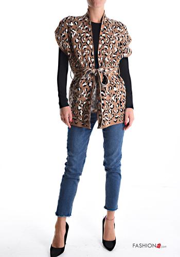 Veston Imprimé animalier sans doublure avec ceinture en tissu - ph 5